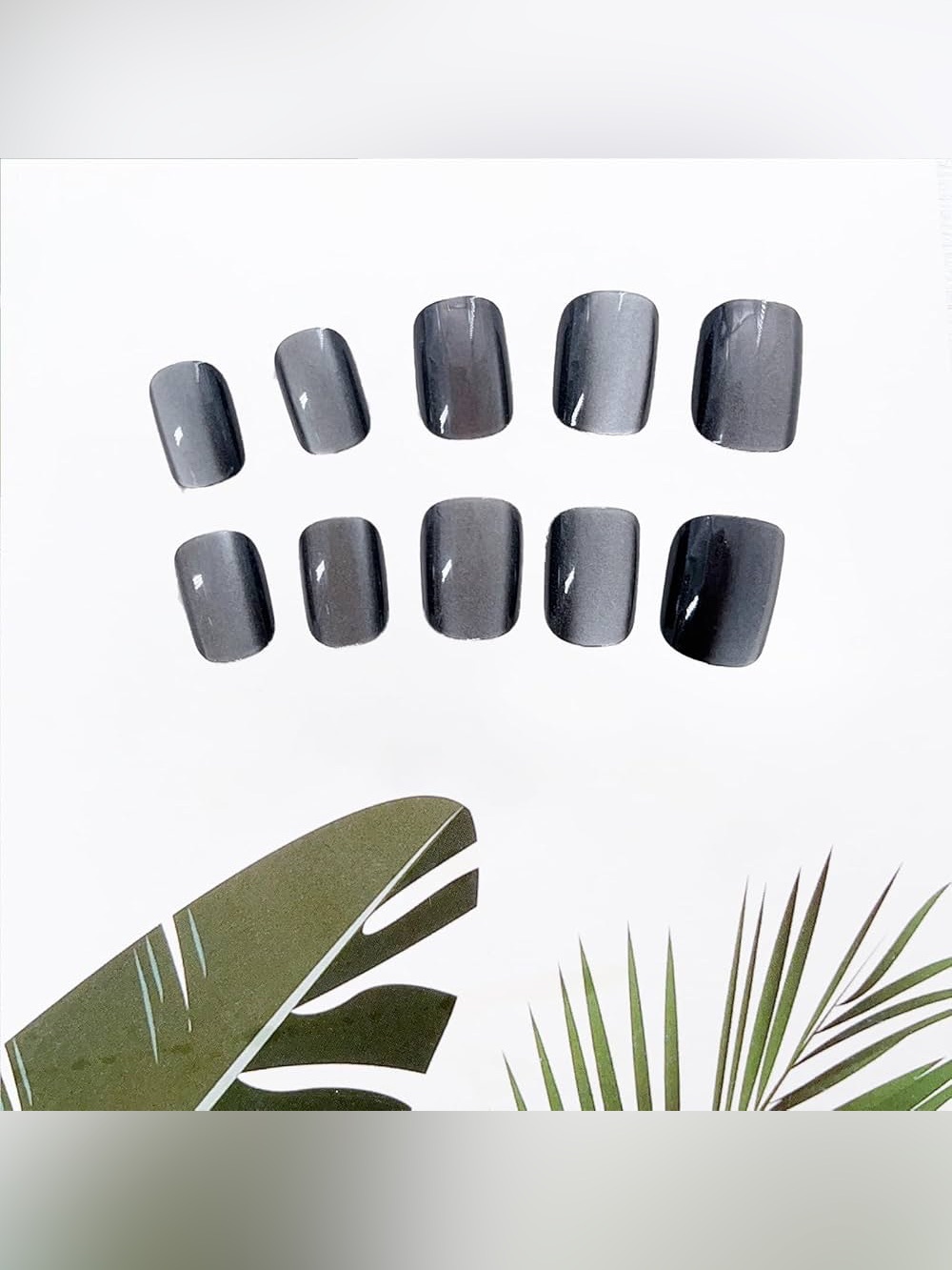 Grey Cat Eye Press-On Nails - Short Square Set 24 Pcs